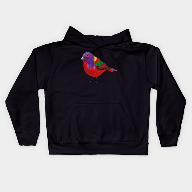 Painted bunting , cute bird Kids Hoodie by PaintingsbyArlette